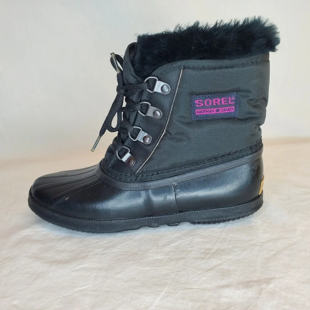 NWT VTG SOREL KAUFMAN Canadian WOMENS 5 BLACK INSULATED WATERPROOF WINTER BOOTS